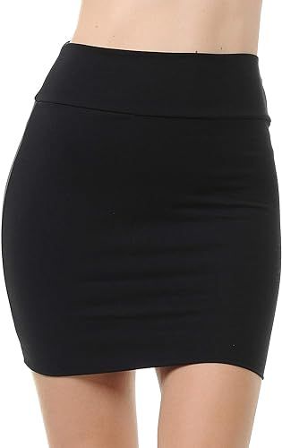 Trendy Street Basic Double-Layer Cotton Simple Stretchy Tube Pencil Mini Skirt | Amazon (US)