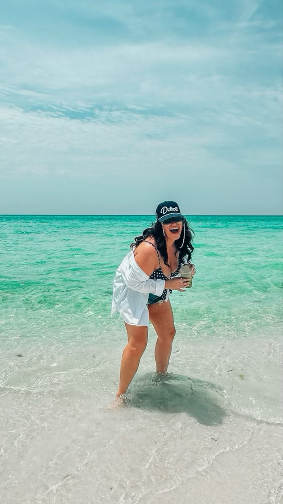 Midsize beach outfit - size 14 Bikini xl in the top and bottoms (code: 20TARYN) Trucker hat Sunglasses and Sunglass chain Spf 50 and bronze body glow

#LTKcurves #LTKtravel #LTKstyletip