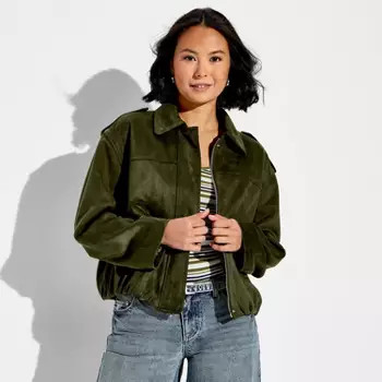 Women's Bubble Hem Suede Jacket - Wild Fable™ Plum Purple M | Target
