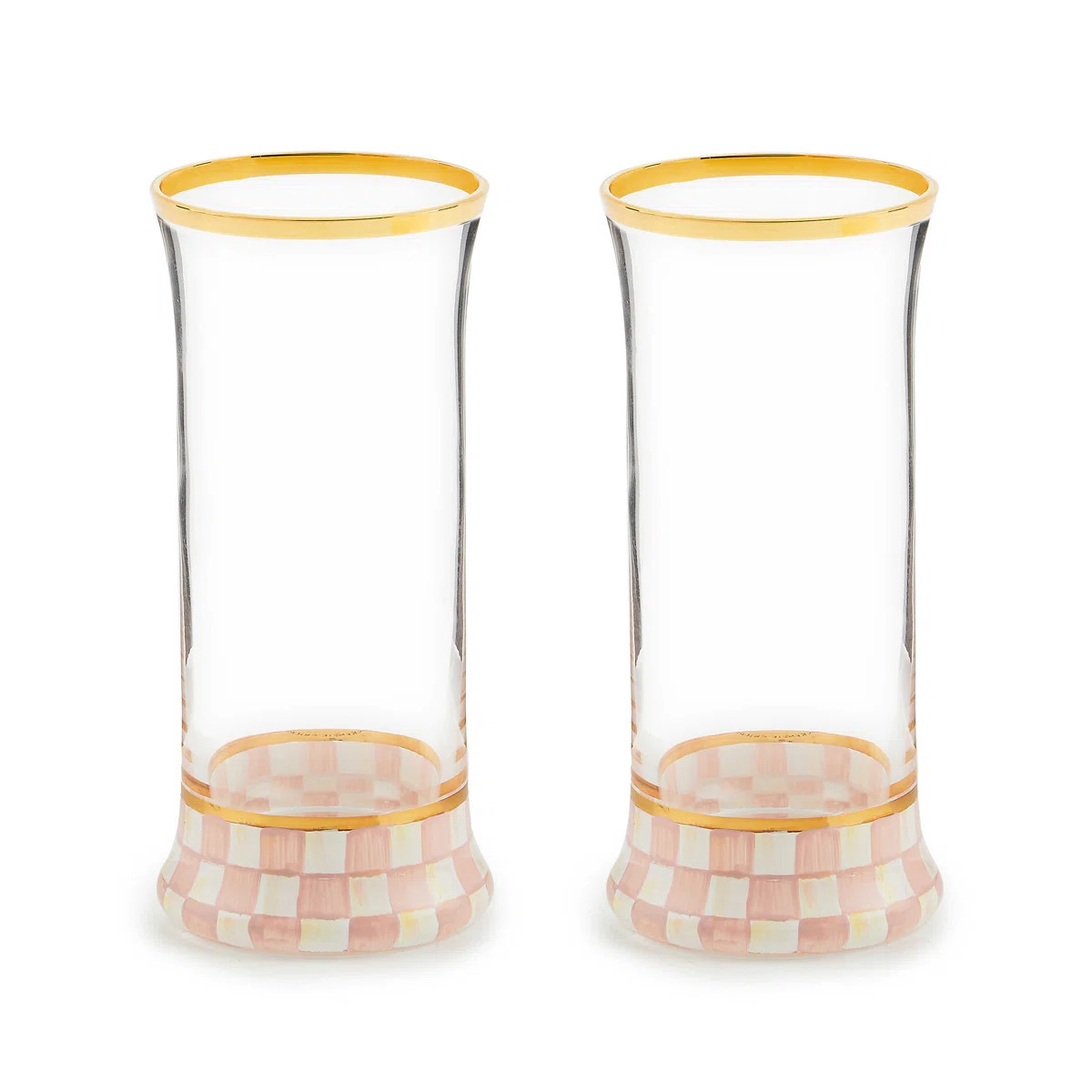 Rosy Check Highball Glass Set (Set of 2) | Wayfair North America