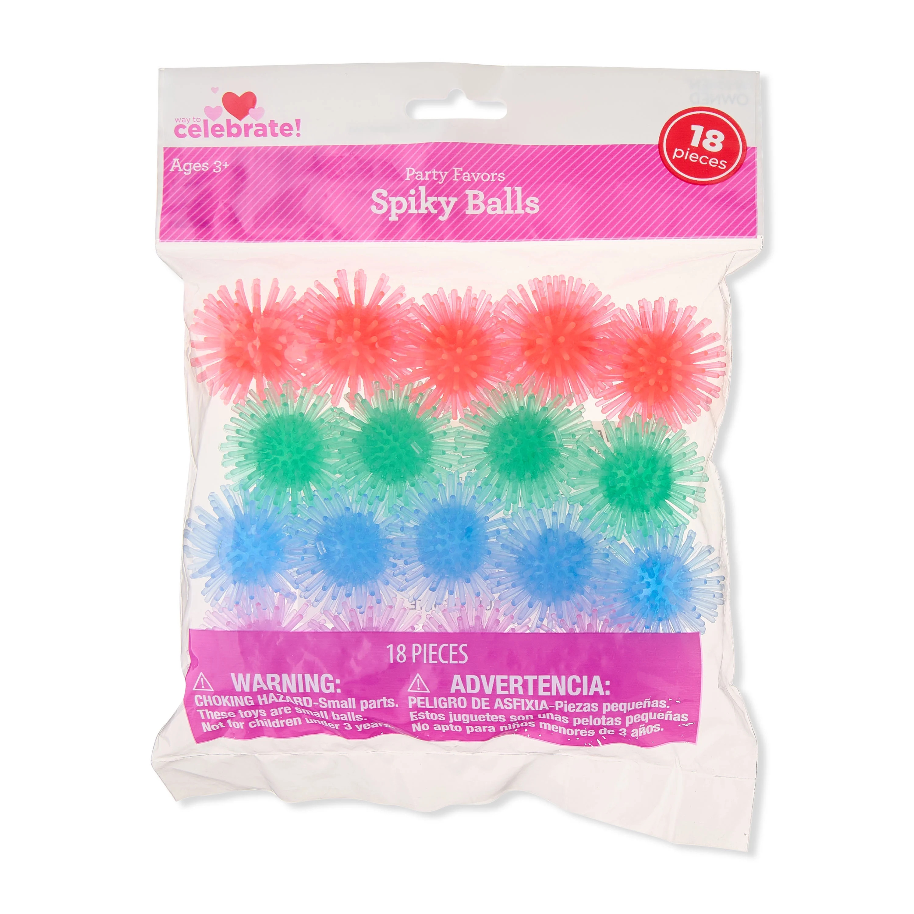 Spiky Balls Party Favors, Multicolor, 18 Count, Valentine's Day by Way To Celebrate | Walmart (US)