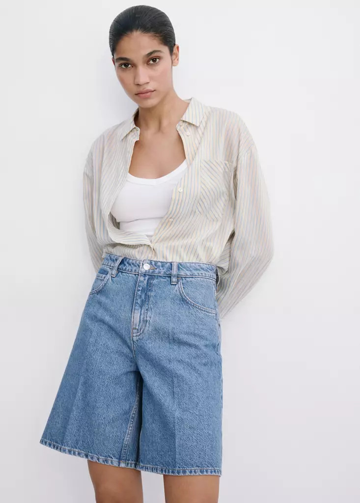High-waist straight-fit denim shorts | Mango (US/MX/AU)