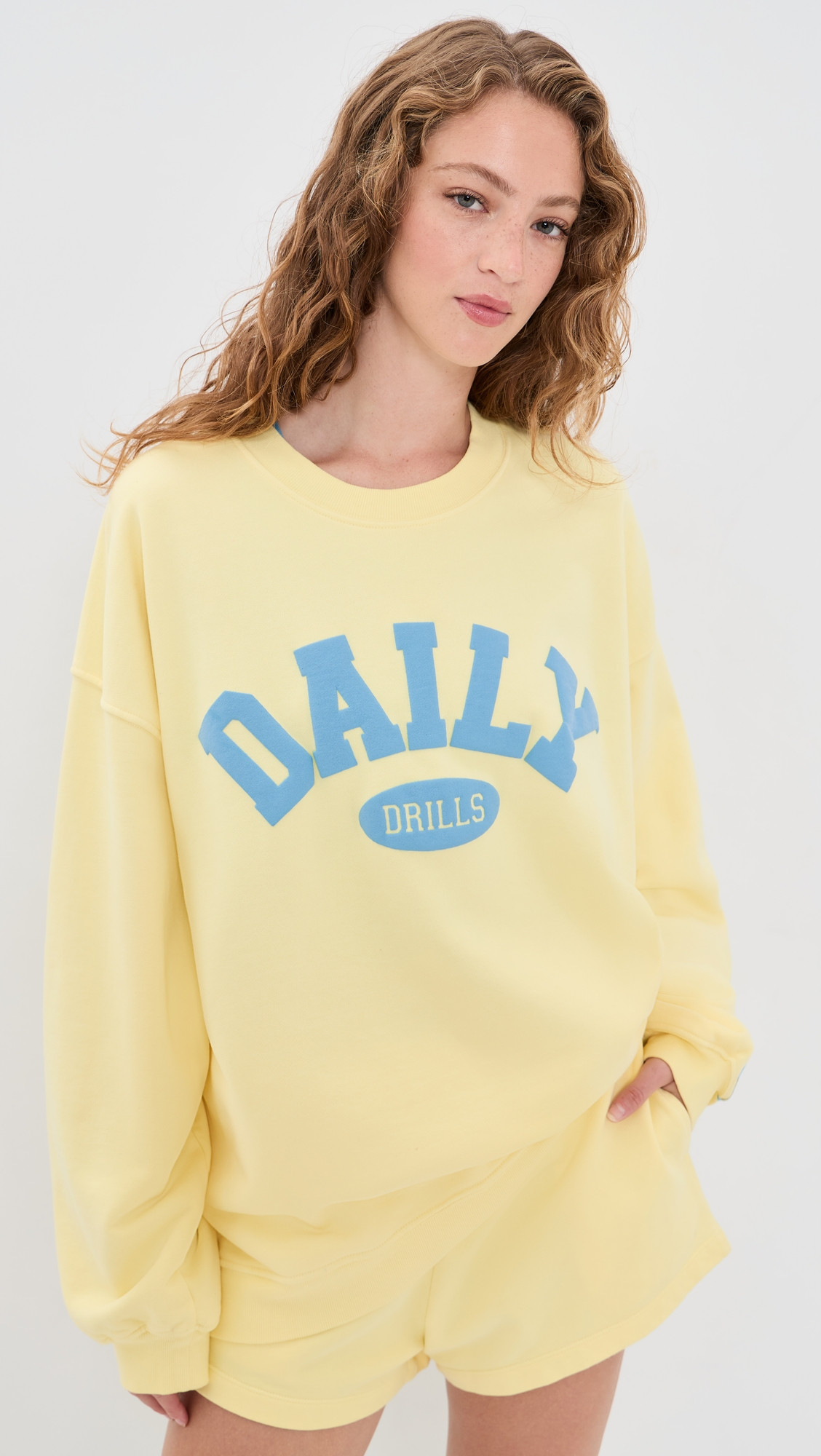 Daily Drills Oversized Daily Crew Sweatshirt Lemonade/Malibu M/L | Shopbop