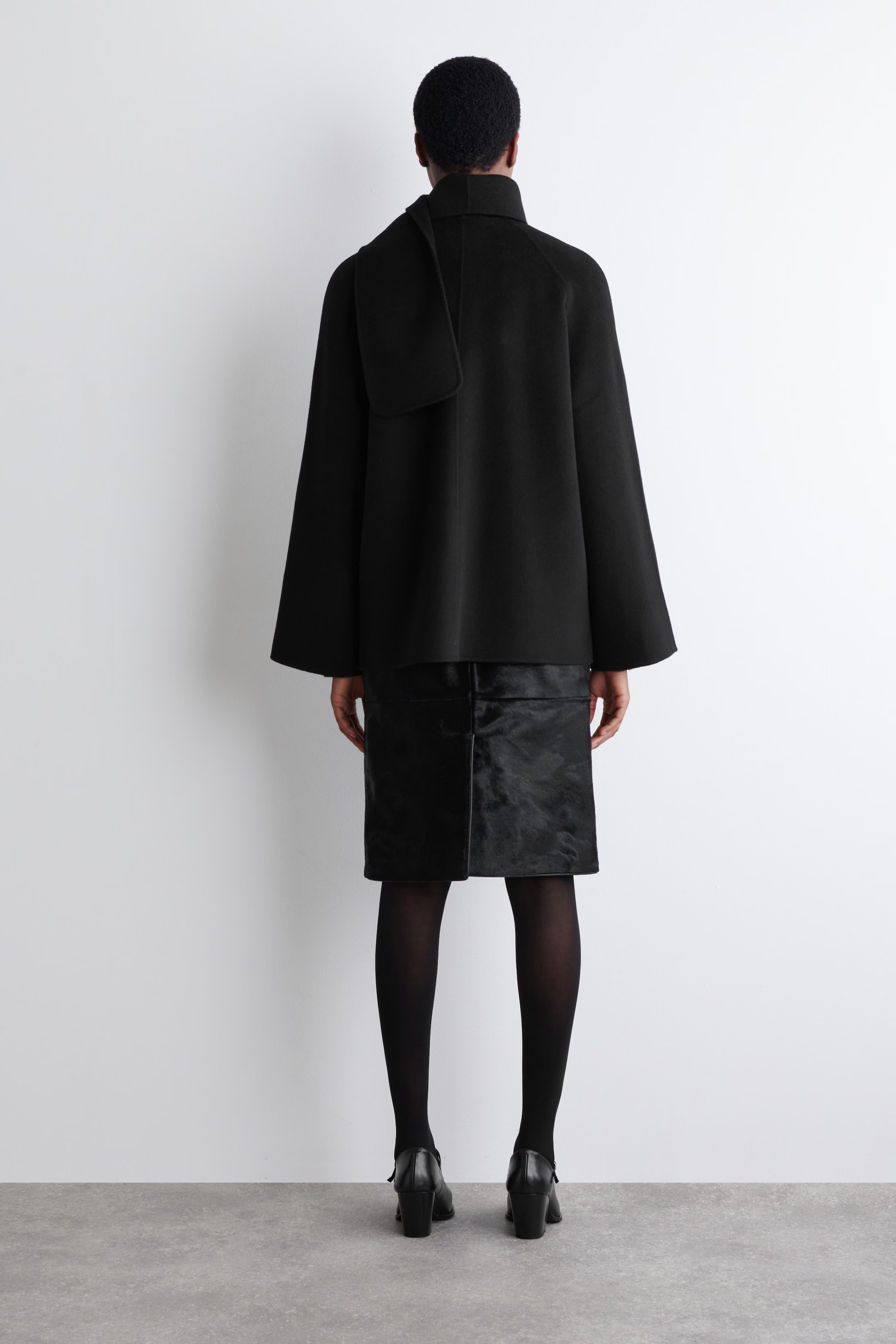 DOUBLE-FACED WOOL SCARF SHORT JACKET - BLACK | COS GB | COS UK