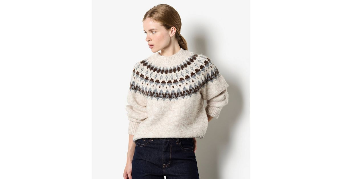 Apricot Stone Fairisle Pattern High Neck Jumper | New Look | New Look (UK)
