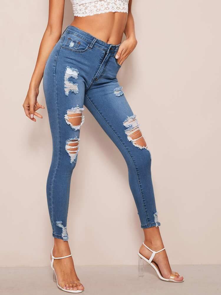 Distressed Faded Skinny Jeans | SHEIN