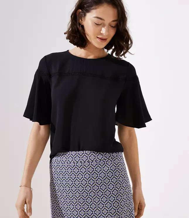 Lacy Flutter Mixed Media Top | LOFT | LOFT