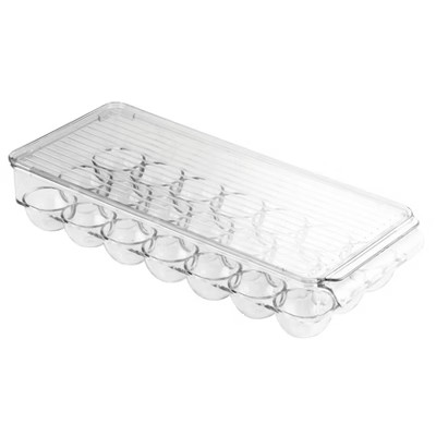iDESIGN Plastic Egg Holder Fridge Organizer with Front Handle Clear: Kitchen Storage, 15" Depth, 6" Width, Spot Clean | Target