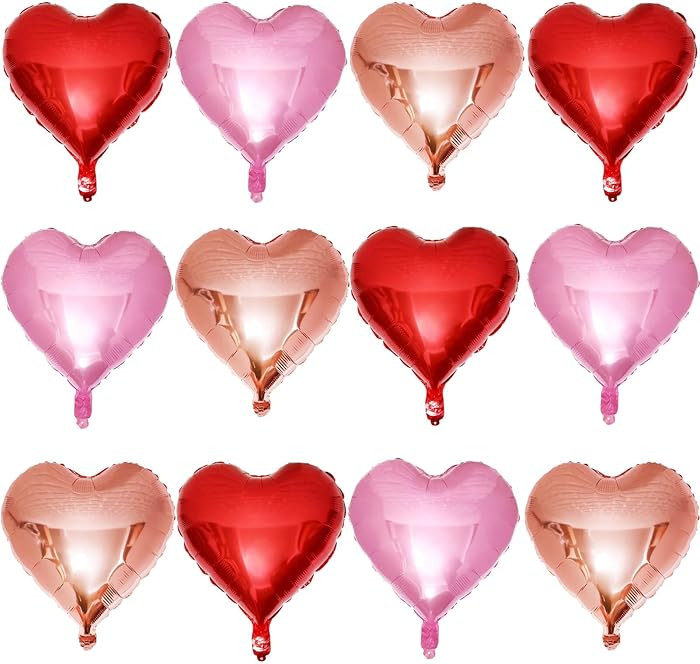 Red Heart Shaped balloons Pack of 12,18 Inch Love Valentine Balloons Heart Romantic Balloons For ... | Amazon (US)