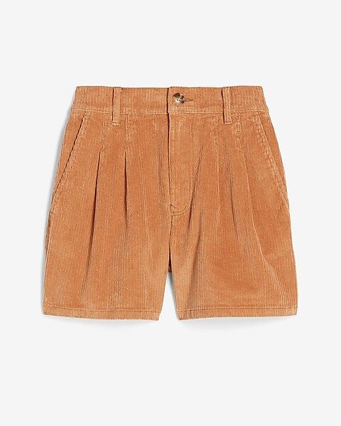 High Waisted Pleated Corduroy Shorts | Express