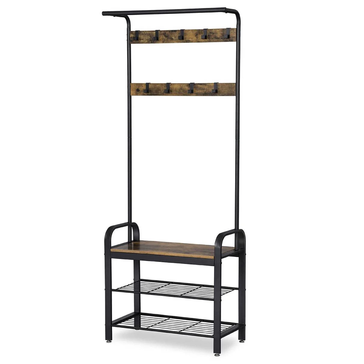 Entryway Modern Industrial Style Hall Tree Coat Rack Shoe Storage Bench | Shop Simon