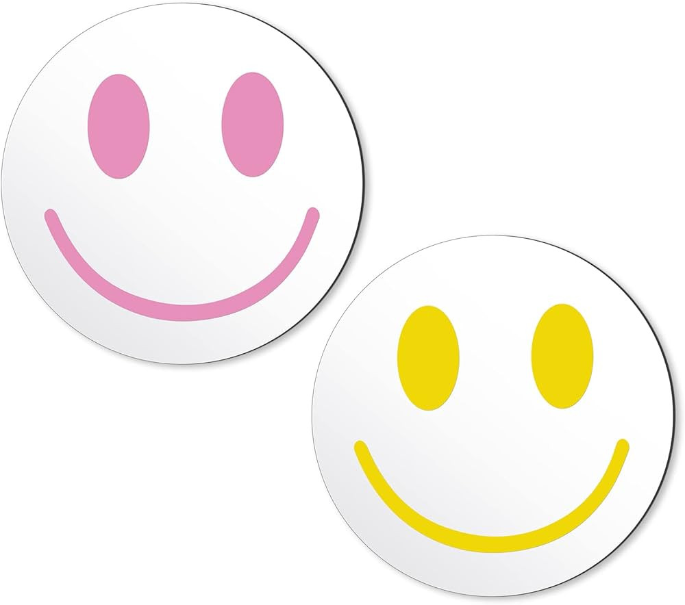 2 Packs 6 Inches Preppy Acrylic Mirror Wall Art Smile Face Acrylic Mirror Non Glass Round Mirror ... | Amazon (US)