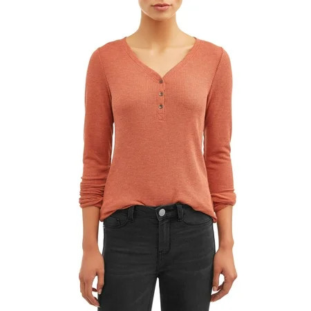 Time and Tru Women's Thermal Henley T-Shirt | Walmart (US)