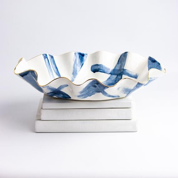 MADE TO ORDER Limited edition Juliette Brushstroke wavy shaped handmade ceramic bowl with 22K gol... | Etsy (CAD)