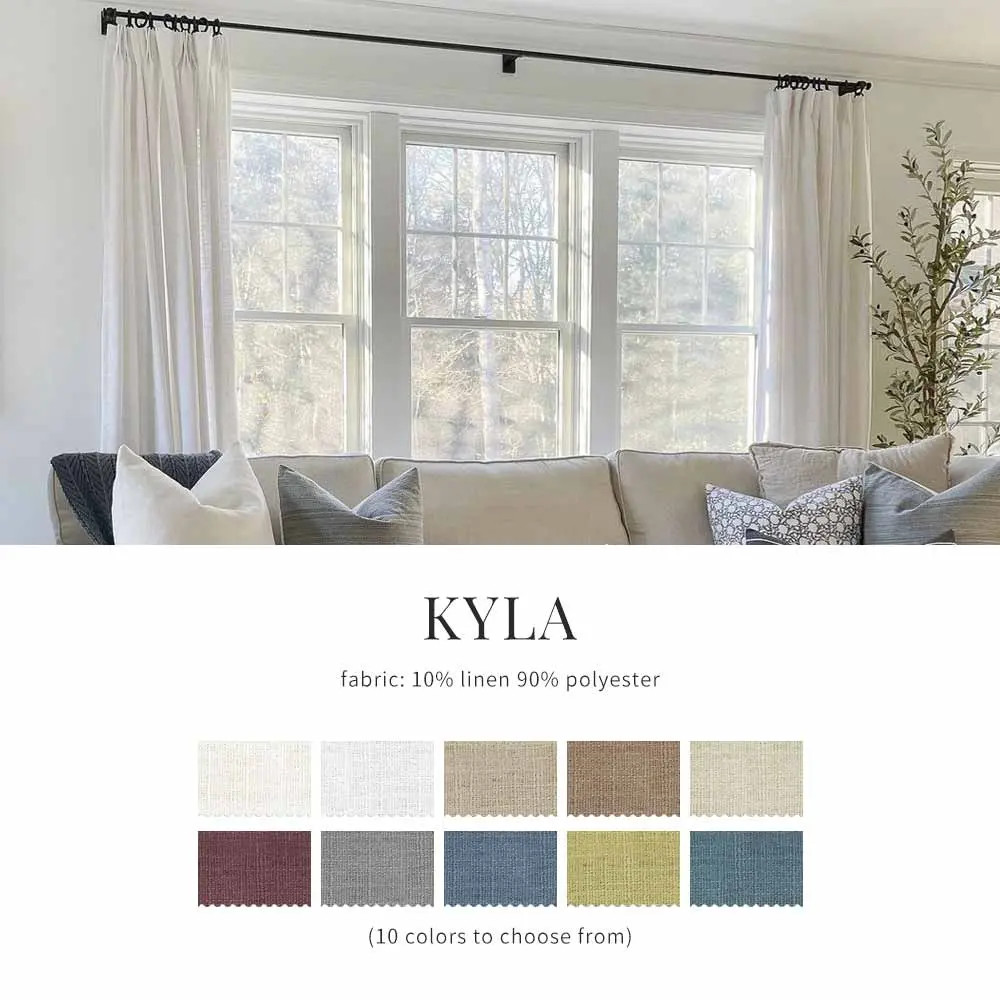 Kyla Lightweight Faux Linen Drapery Pleated | TWOPAGES