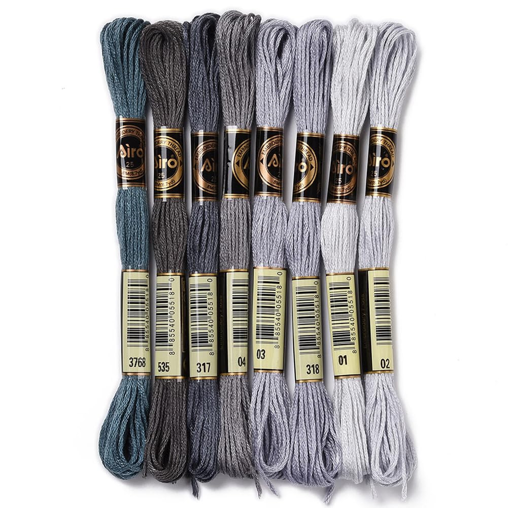 8 Skeins 70 Yards Grey Friendship Bracelets String Embroidery Thread Floss 6 Strands Gradient Cro... | Amazon (US)