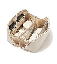 EACHY Travel Makeup Bag,Large Capacity Cosmetic Bags for Women,Waterproof Portable Pouch Open Fla... | Amazon (US)