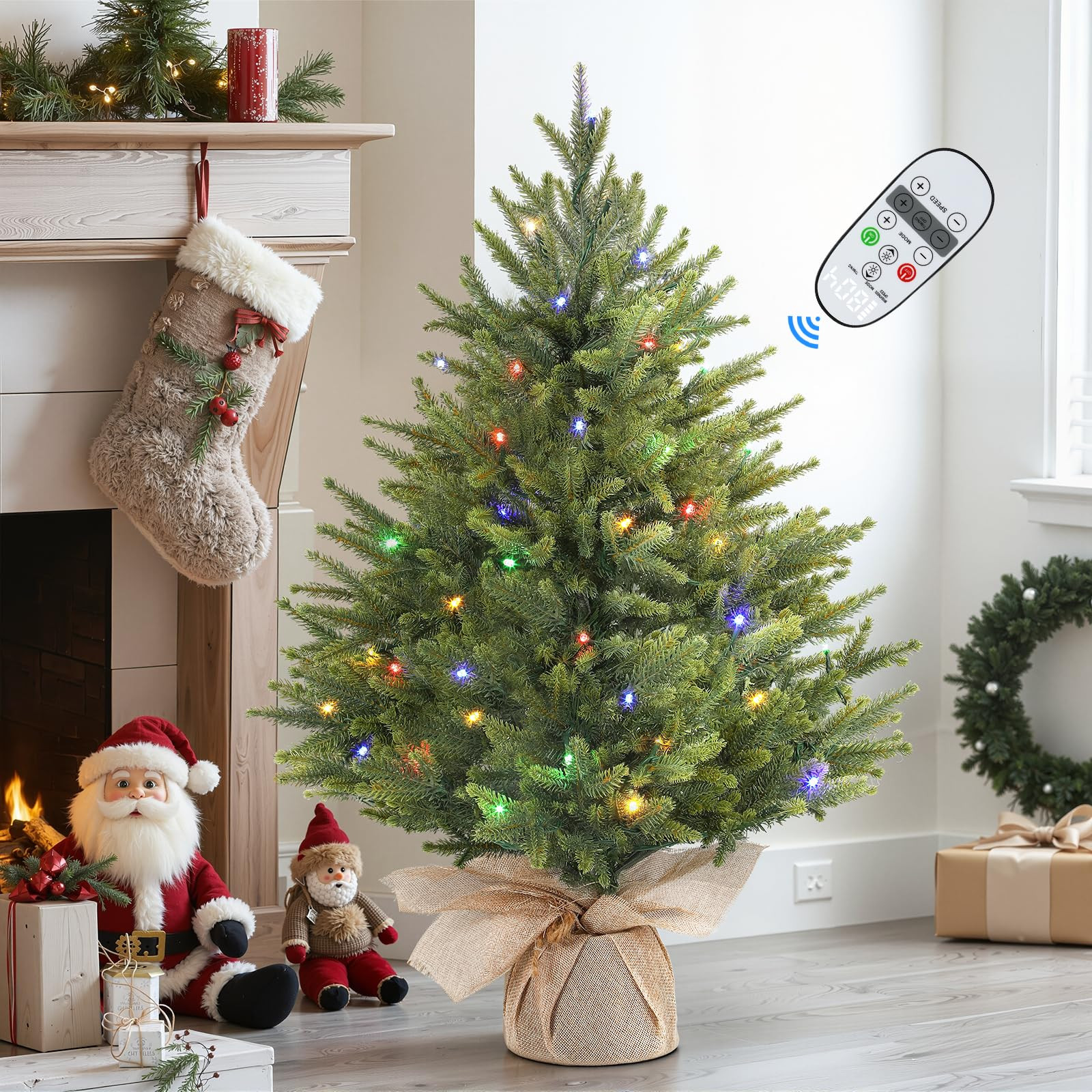Alupssuc 2ft Prelit Artificial Small Christmas Tree with Warm White & Multi-Color Lights Plug in,... | Amazon (US)