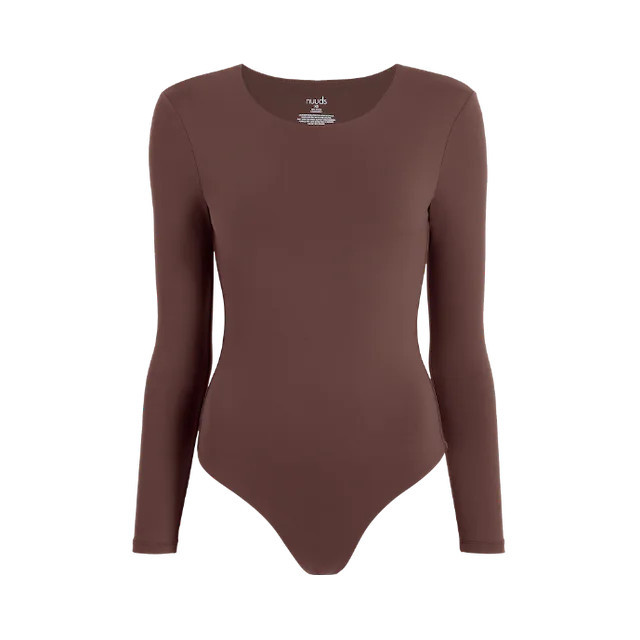 Women's Long Sleeve Crewneck Bodysuit - Black - nuuds | nuuds