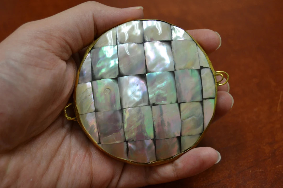 round MOTHER of PEARL SHELL trinket box | Etsy (US)