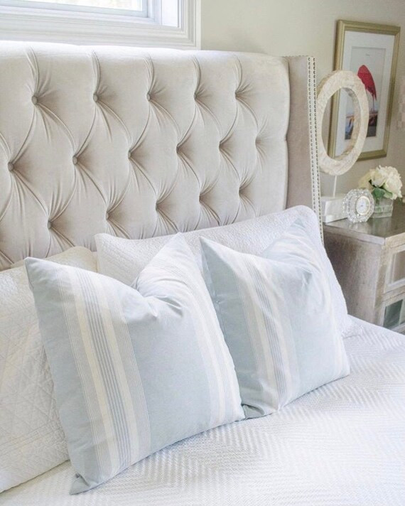 Blue Pillow Cover, Stripe Pillow Cover, French Laundry Pillow Cover, Farmhouse Pillow Cover, 20x2... | Etsy (US)