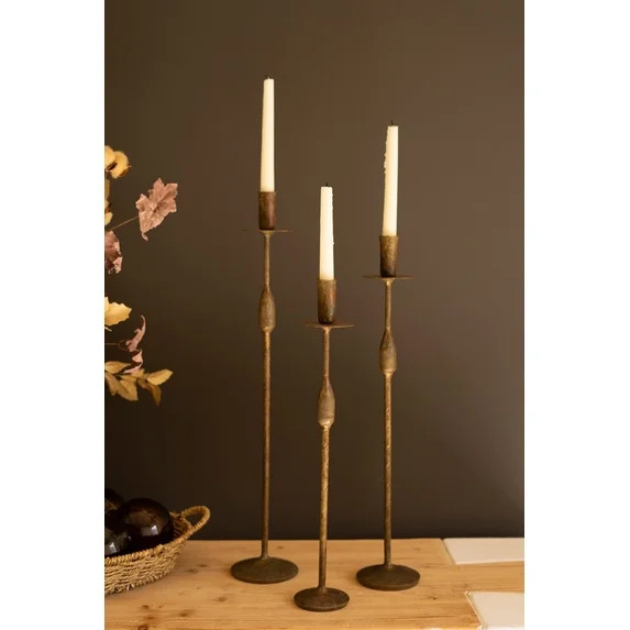 Kalalou Distressed Iron Taper Candleholders – Decorative Set of Three (23.5") | Walmart (US)