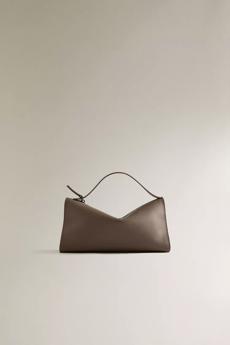 Mini leather handbag. Top handle. Zip closure. Pull tab detail integrated into the handle. | Zara US