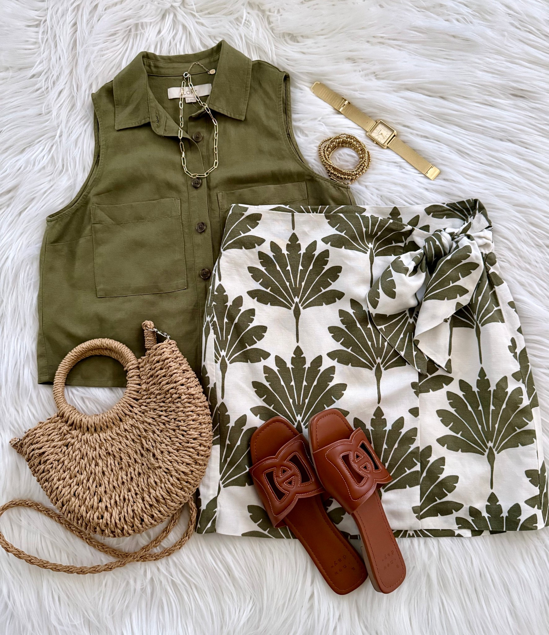 A summer outfit idea, suitable for a vacation or resort wear. The top is made from a linen blend. It’s much cuter in person than it looks online. It’s the perfect length for a petite person. The skirt is lined. Love the fun print and the side tie. Both on sale!




Palm print, Summer fashion, summer outfit, vacation outfit, resort wear, straw bag, petite fashion, gladiator sandals, #sandals 
Memorial Day sale

#LTKStyleTip #LTKFindsUnder50 #LTKSaleAlert #LTKFindsUnder100 #LTKTravel #LTKSeasonal