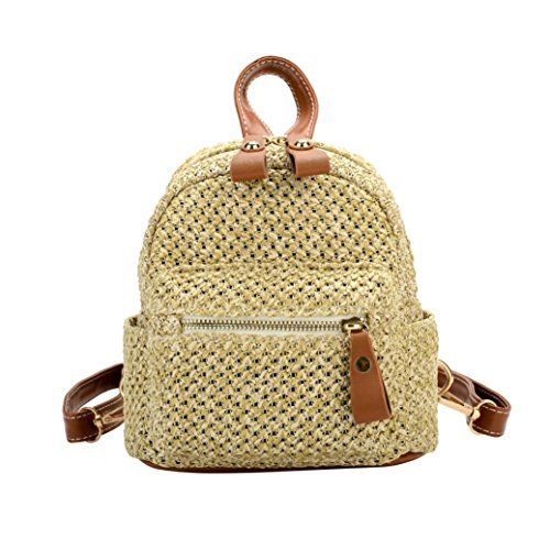 NXDA National Fashion Women Girl Weave Bags Mini Backpack Travel Rucksack School Bag (Brown) | Amazon (US)