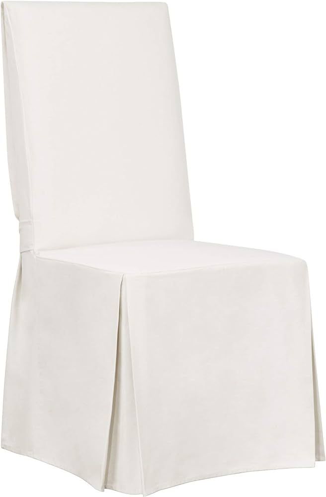 SureFit Essential Twill Long Dining Chair Slipcover in White | Amazon (US)
