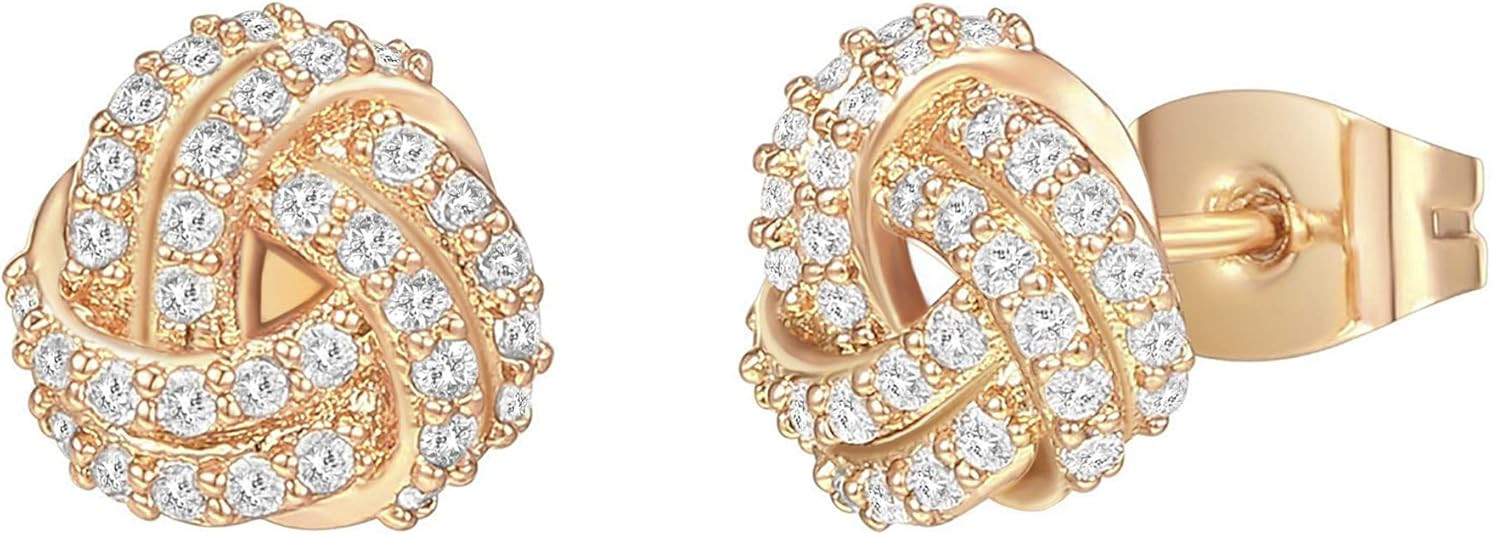 PAVOI 14K Gold Plated 925 Sterling Silver Post Love Knot Stud Earrings | Gold Earrings for Women | Amazon (US)