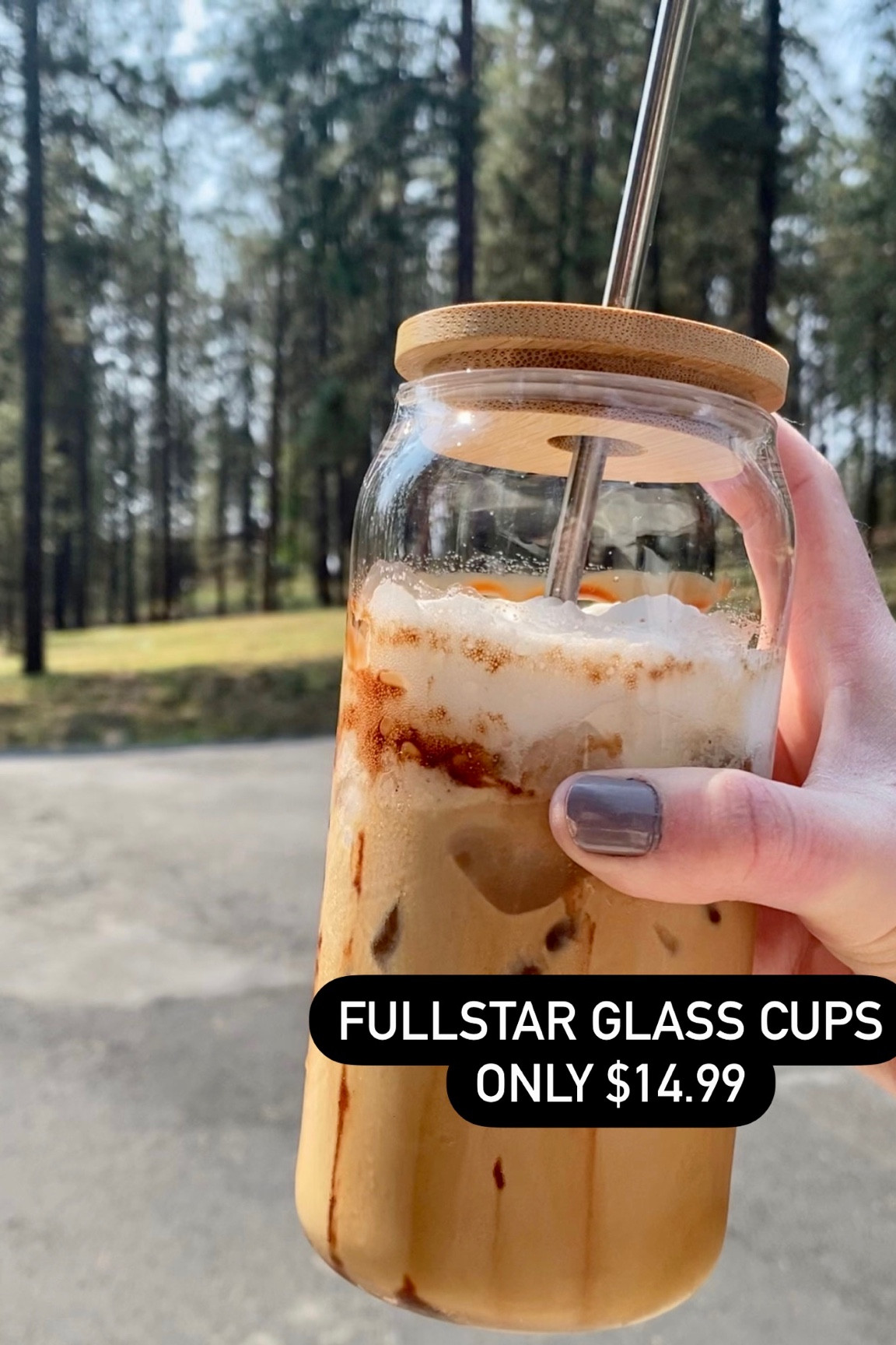  fullstar Glass Cups with Lids and Straws - Drinking