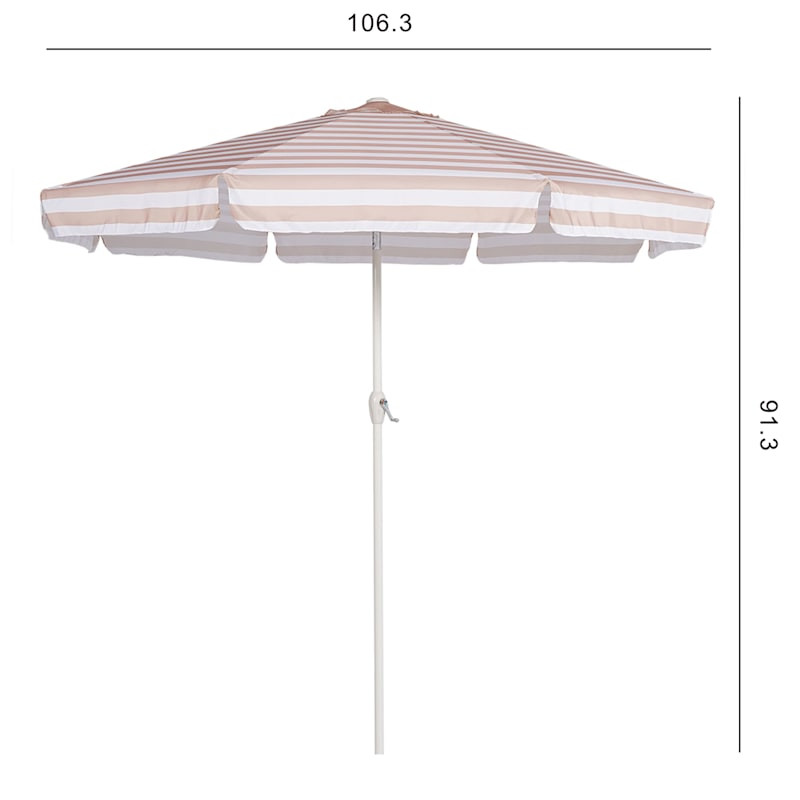 Premium Pink Awning Stripe Round Outdoor Patio Umbrella, 9' | At Home