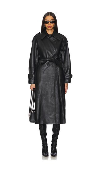 Ivy Oak Lilith Leather Trench Coat in Black. | Revolve Clothing (Global)