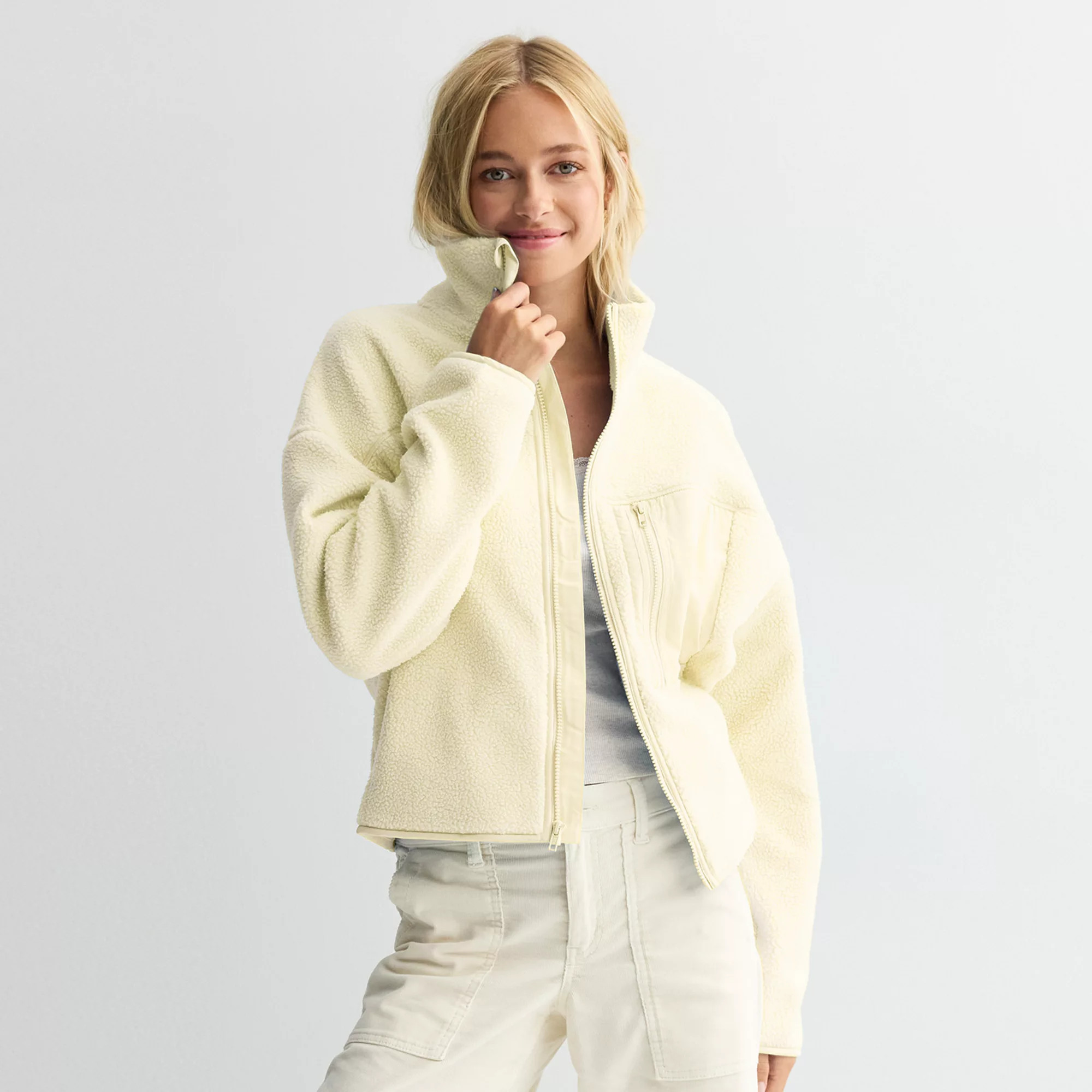 Juniors' SO® Full-Zip Pocket Teddy Fleece Jacket | Kohl's