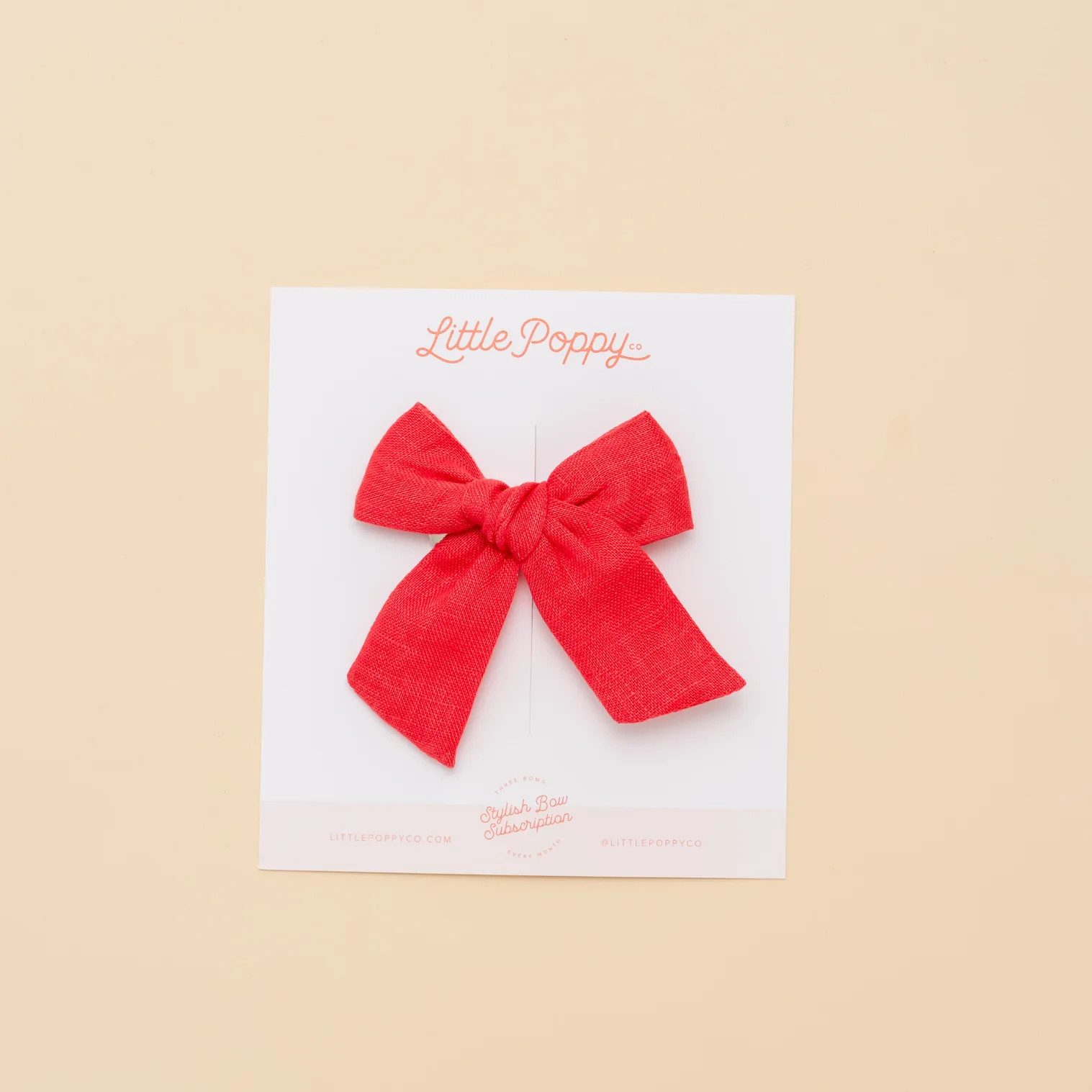 Pink Linen Bow for Girls, Spring Bow | Little Poppy Co