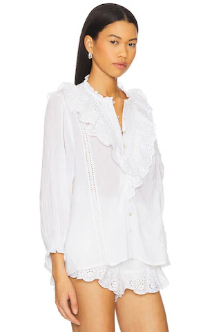 Show Me Your Mumu French Blouse in White Eyelet from Revolve.com | Revolve Clothing (Global)