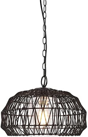 Globe Electric Novogratz x Globe 44759 Diego 1-Light Outdoor Plug-in Pendant Light, Black Woven F... | Amazon (US)
