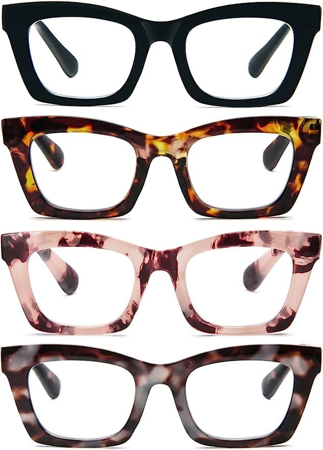 REAVEE 3 Pack Oprah Style Reading Glasses for Women Blue Light Blocking, Cute Oversized Square Co... | Amazon (US)