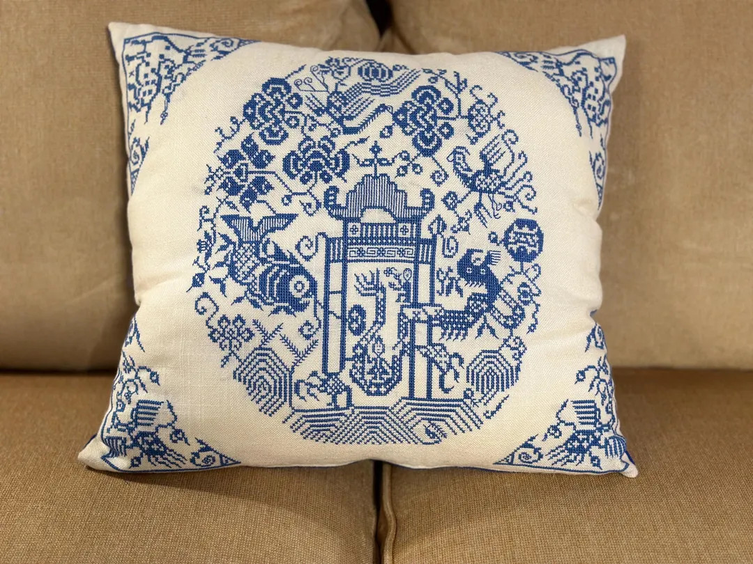 Blue and White Petit Point Needlepoint Pillow - Etsy | Etsy (US)