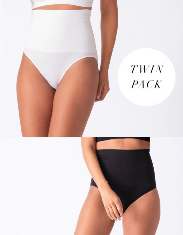 Post Maternity Shaping Briefs – Black & White Twin Pack | Seraphine UK