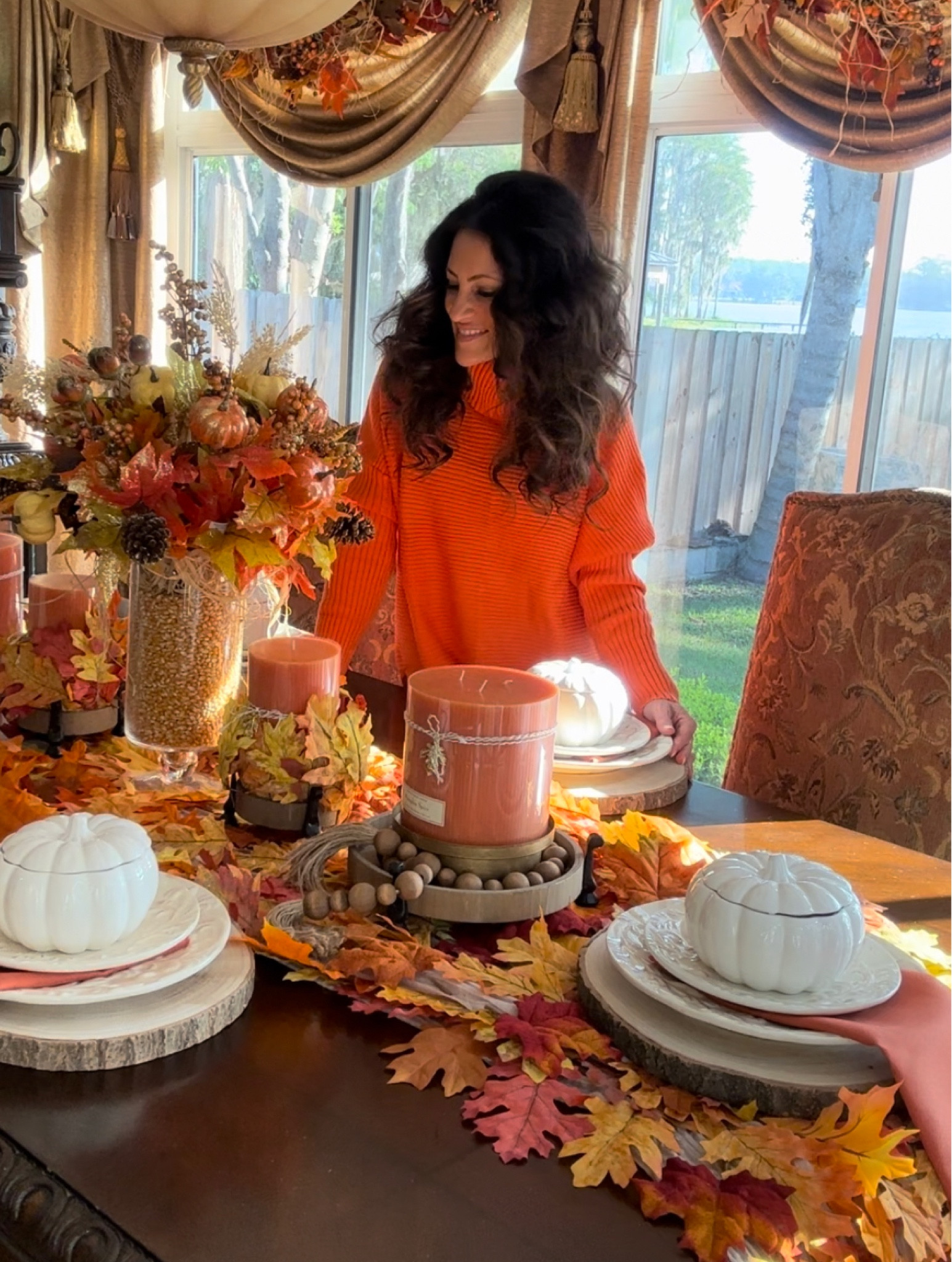 🍂 DIY Fall Table Runner 🍂
Hot glue faux leaves by the stem to a cheesecloth table runner.

#LTKSeasonal #LTKhome #LTKstyletip