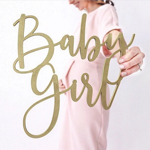 Script Wood "Baby Girl" or "Baby Boy" Sign for Gender Reveal, Baby Shower, and Special Event. | Etsy (US)