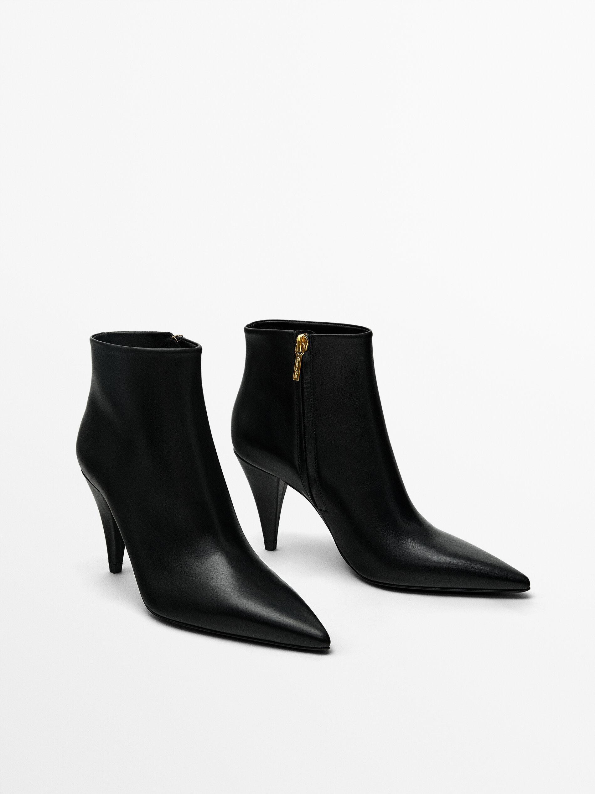 Leather high-heel ankle boots - Studio | Massimo Dutti US