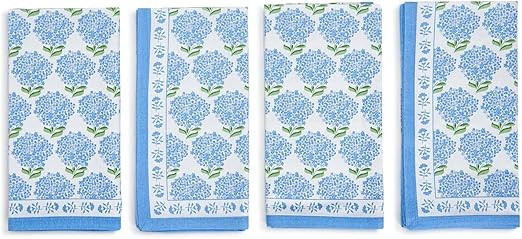 Two's Company Hydrangea Set of 4 Napkins - Cotton | Amazon (US)