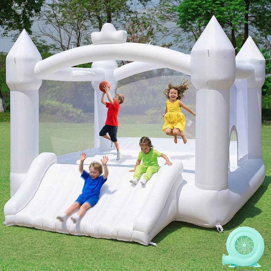 FBSPORT Inflatable White Bounce House for Kids,Large Inflatable Bouncy Castle with Wide Slide, Bl... | Amazon (US)