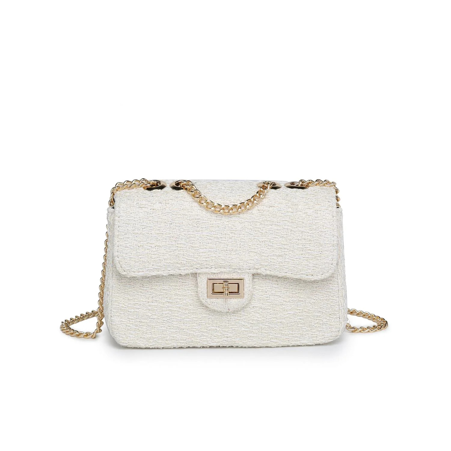 Urban Expressions Plaid Gold Chain Crossbody in White Lord & Taylor | Lord & Taylor