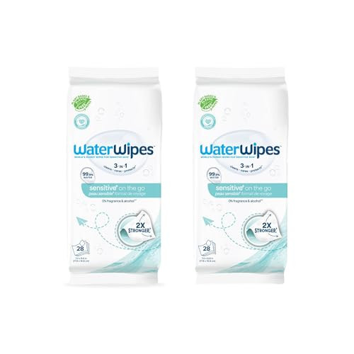 WaterWipes On The Go Wipes, 99.9% Water-Based Wipes for Travel, Sports, and to Refresh Skin, Unscented & Hypoallergenic, 28 Count (2 Pack) | Amazon (US)