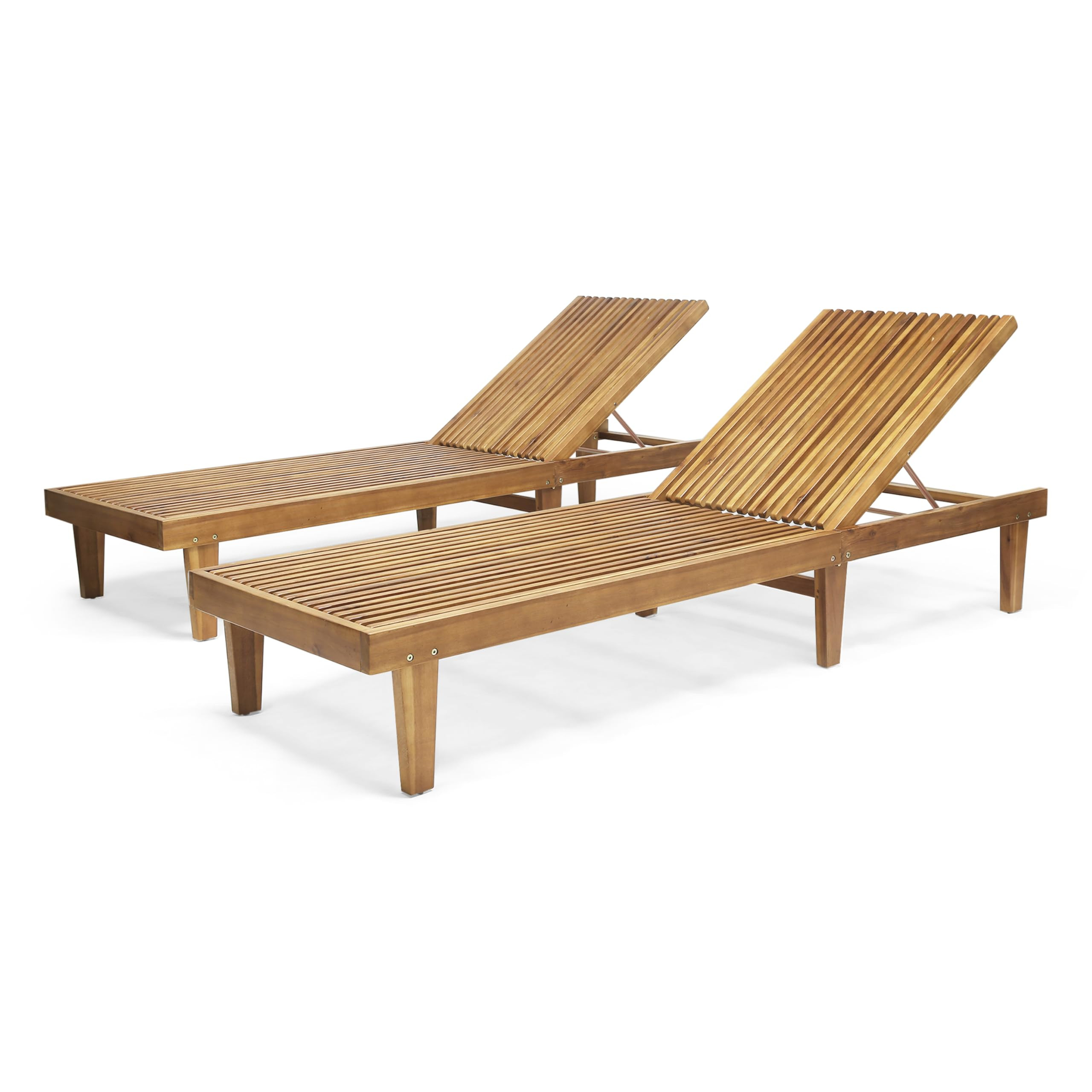 Christopher Knight Home Nadine Outdoor Wooden Chaise Lounge (Set of 2), Teak Finish | Amazon (US)