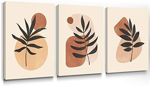 Geeignet Boho Wall Art Leaf Canvas Painting Geometric Art Print Abstract Botanical Picture Orange Ho | Amazon (US)